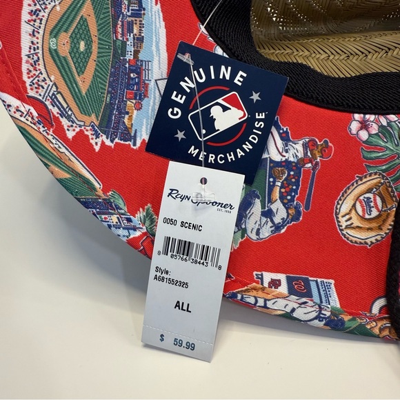 Reyn Spooner x MLB Washington Nationals Tan Straw Sun Hawaiian Hat One Size - Picture 2 of 13
